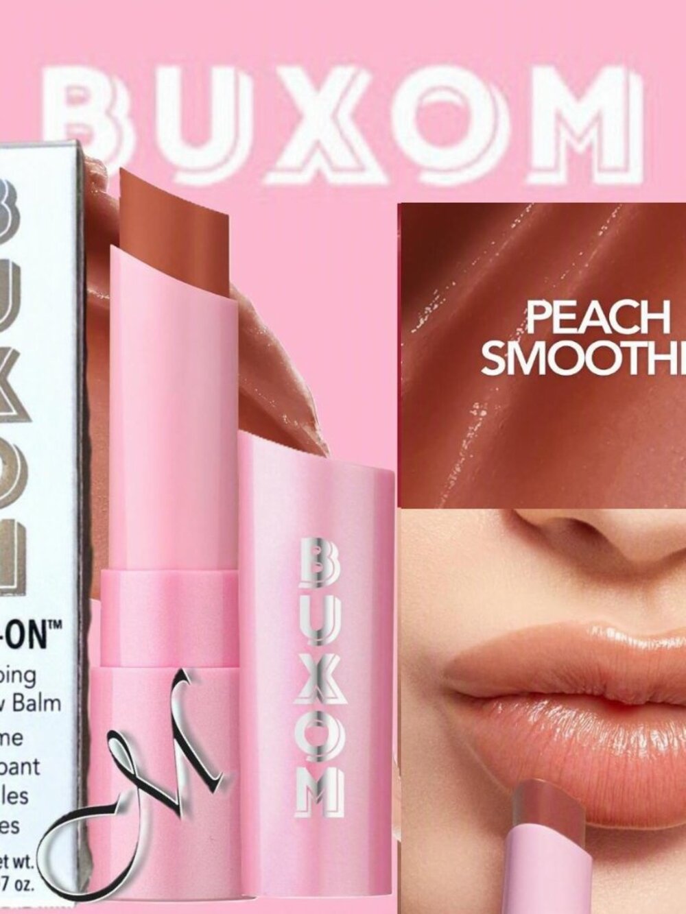 Buxom Full-On Plumping Lip Glow Balm ~ Peach Smoothie (Rosey Shine) 2g NIB